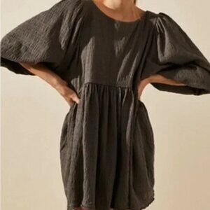FREE PEOPLE GET OBSESSED BABYDOLL DRESS IN GRAY PEWTER SIZE XS